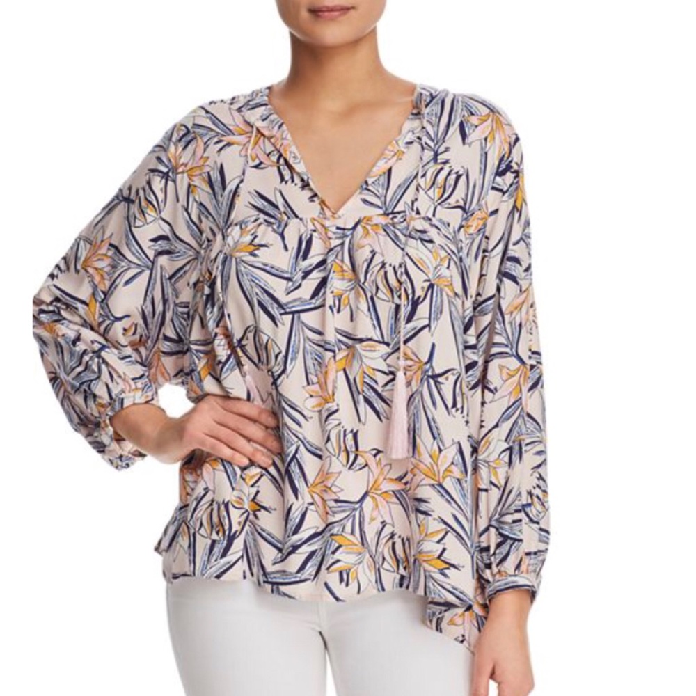 NEW Boho Tassel Tie Flowey Floral Print Top